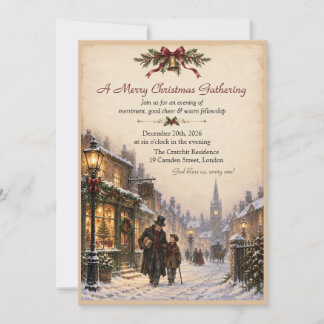 Een A Christmas Carol Geïnspireerde Kerstuitnodigi Kaart