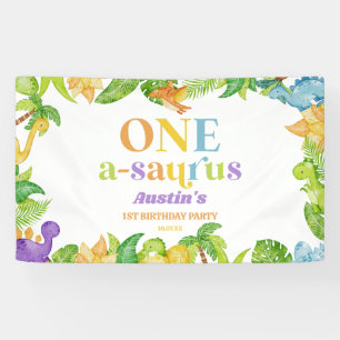 Een A-Saurus Dinosaurus 1e Verjaardagsfeest Spandoek