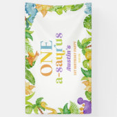 Een A-Saurus Dinosaurus 1e Verjaardagsfeest Spandoek (Verticaal)