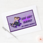 Een aangepaste Vrouw Skateboarder Sticker (Envelop)