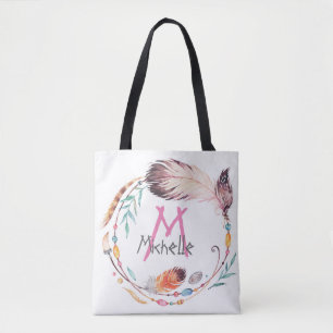 Een aanpasbare monogram Boho Canvas tas
