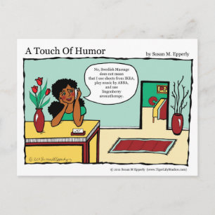 "Een aanraking met Humor" Zweedse massagestrip Briefkaart