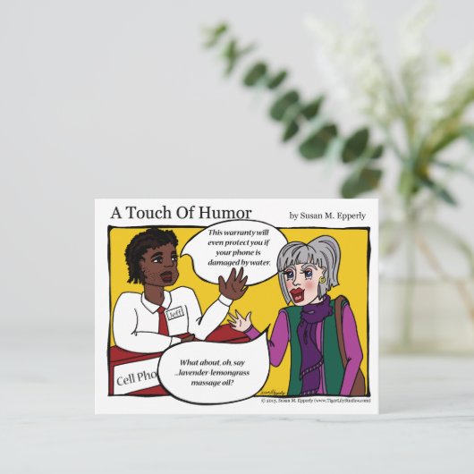 'Een aanraking van de Humor' Mobiele telefooncel m Briefkaart (Staand voorkant)