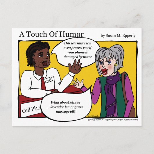 'Een aanraking van de Humor' Mobiele telefooncel m Briefkaart (Voorkant)