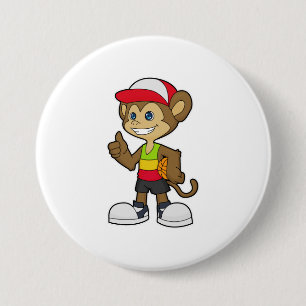 Een aap als Basketball-speler met Basketball Ronde Button 7,6 Cm