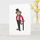 Een aap als herenman met Pet en wandelstok Kaart (Gele Bloem)