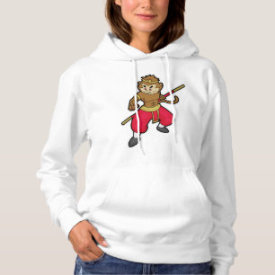 Een aap als Warrior met personeel en hoofdband Hoodie