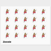 Een aap als Warrior met personeel en hoofdband Ronde Sticker (Vel)
