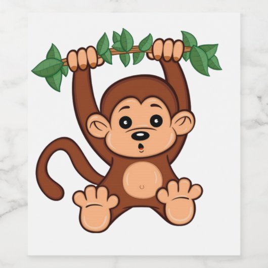 Een aap die alleen maar rondhangt wijn etiket (Enkel label)