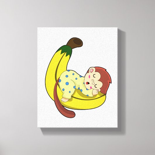Een aap die slaapt in de pyjama canvas afdruk (Voorkant)