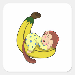 Een aap die slaapt in de pyjama vierkante sticker