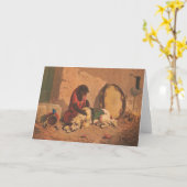 Een aap en een hond met een grote tamboerijn kaart (Gele Bloem)