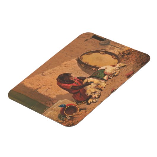 Een aap en een hond met een grote tamboerijn magneet (Linkerzijde)