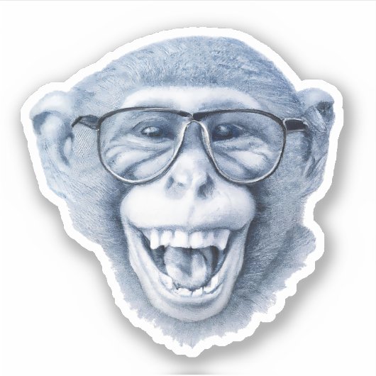 Een aap lachen met een bril sticker (Voorkant)