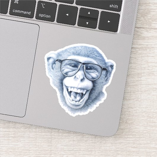 Een aap lachen met een bril sticker (Detail)