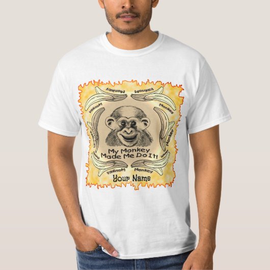 Een aap maakte dat ik het deed t-shirt (Voorkant)