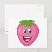 een aardbei met een gezicht briefkaart (Voorkant / Achterkant)