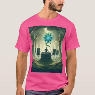 Een Abstract Afbeelding van een dj in een mystiek  T-shirt