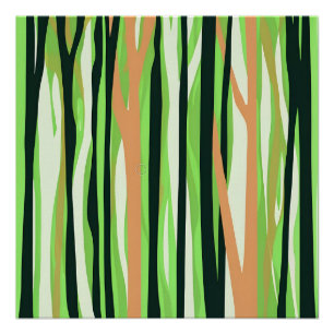 Een abstract, gestileerd afbeelding van een bos perfect poster