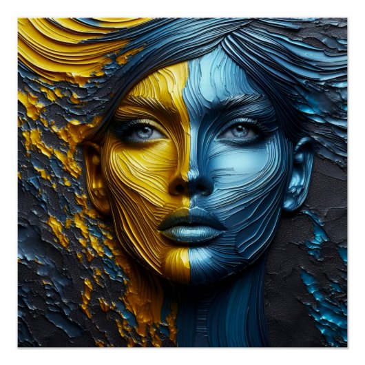 Een Abstract gezicht 1 - reliëfkunst Perfect Poster (Voorkant)