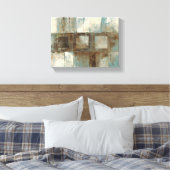 Een Abstract in blauw en bruin Canvas Afdruk (Insitu (Slaapkamer))