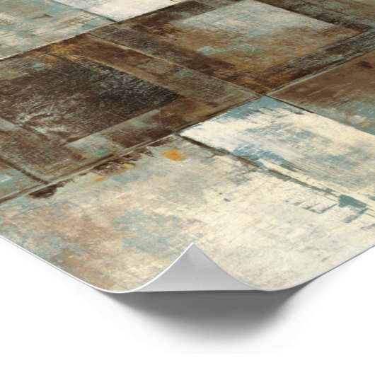 Een Abstract in blauw en bruin Poster (Hoek)