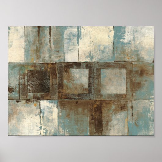 Een Abstract in blauw en bruin Poster (Voorkant)