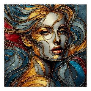 Een Abstract portret van het gezicht van de vrouw Perfect Poster