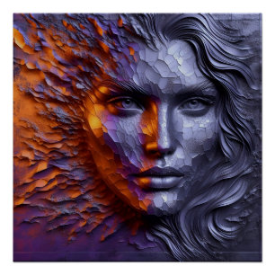 Een Abstract portret van vrouwengezicht - 3D in re Perfect Poster