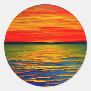 Een abstract van een zonsondergang op de oceaan ronde sticker