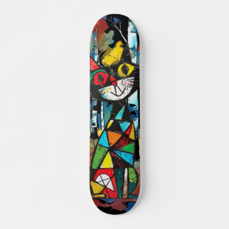 Een Abstracte dagEen grillige kat met een Skateboard