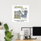 Een accountant die een abacus op het werk gebruikt poster (Thuiskantoor)