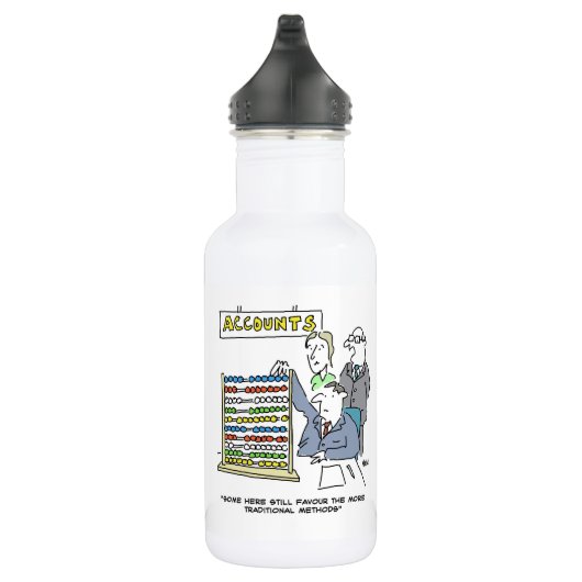 Een accountant die een abacus op het werk gebruikt waterfles (Rechts)