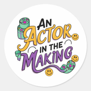 Een acteur in de maak ronde sticker
