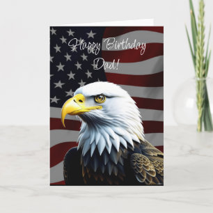 Een adelaar en Amerikaanse vlag Papa's verjaardag Kaart