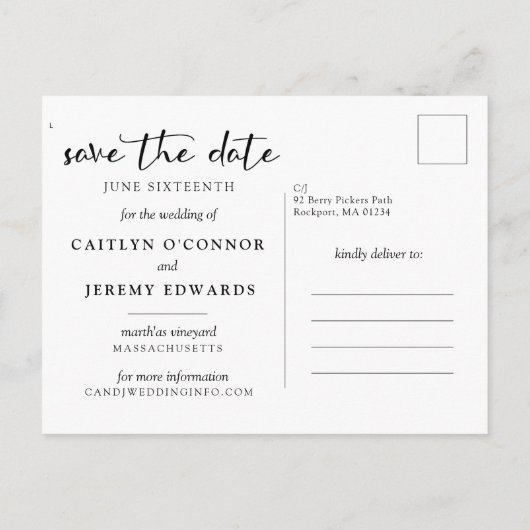 Een Afbeelding bruiloft Save the Date Briefkaart (Achterkant)