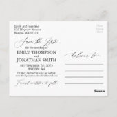 Een Afbeelding Save The Date Briefkaart in het zwa (Achterkant)