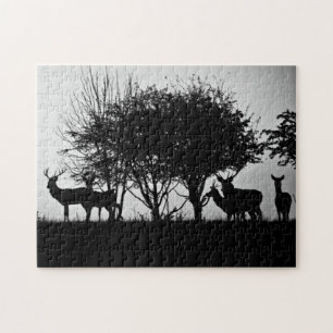 Een afbeelding van een hert in de ochtend mist legpuzzel