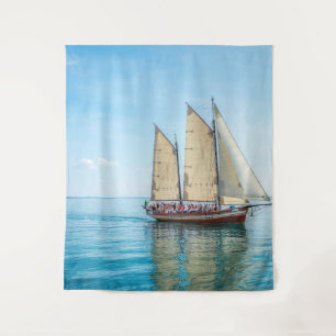 Een Afbeelding voor Ship Sailing in Italië Zee Wandkleed