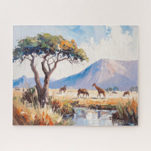 Een Afrikaans landschap in gouden licht Legpuzzel