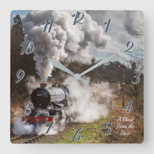 Een afslag van de vroegere stoomlocomotief vierkante klok