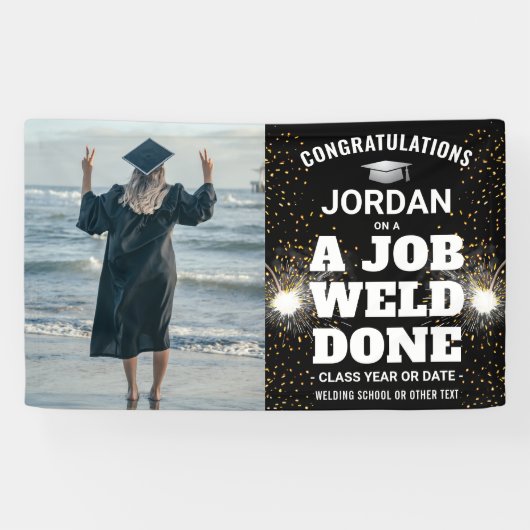 Een Afstuderen met touwstang en reservelassen Spandoek (Horizontaal)