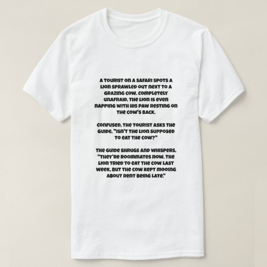 Een AI-grap over een leeuw en een koe T-shirt (Design voorkant)