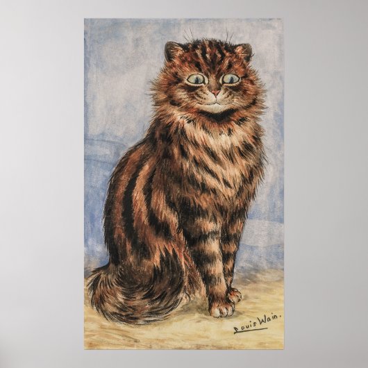 Een Alert Tabby van Louis William Wain Poster (Voorkant)