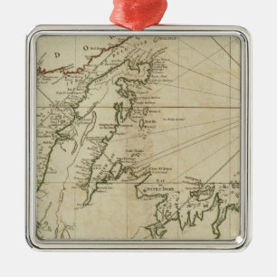 een algemene kaart van het eiland Newfoundland Metalen Ornament