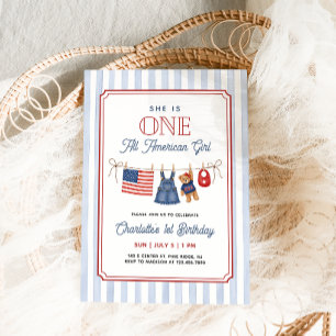 Een All American Girl Patriottische 1e Verjaardag Kaart