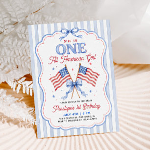Een All American Girl Patriottische 1e Verjaardag Kaart