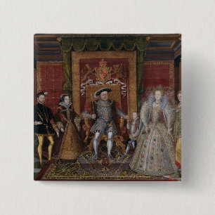 Een allegory van de Opvolging van de Tudor: De fam Vierkante Button 5,1 Cm