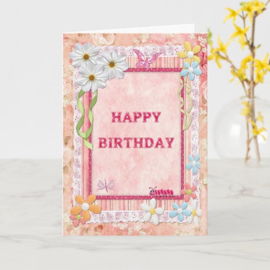 Een ambachtelijke verjaardagskaart kaart (Gele Bloem)