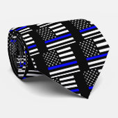 Een Amerikaans-dun blauw lijnbeeldscherm Stropdas (Opgerold)